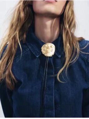 New! Gold Lariat Bolo Western Cord Necklace (3033) NWOT